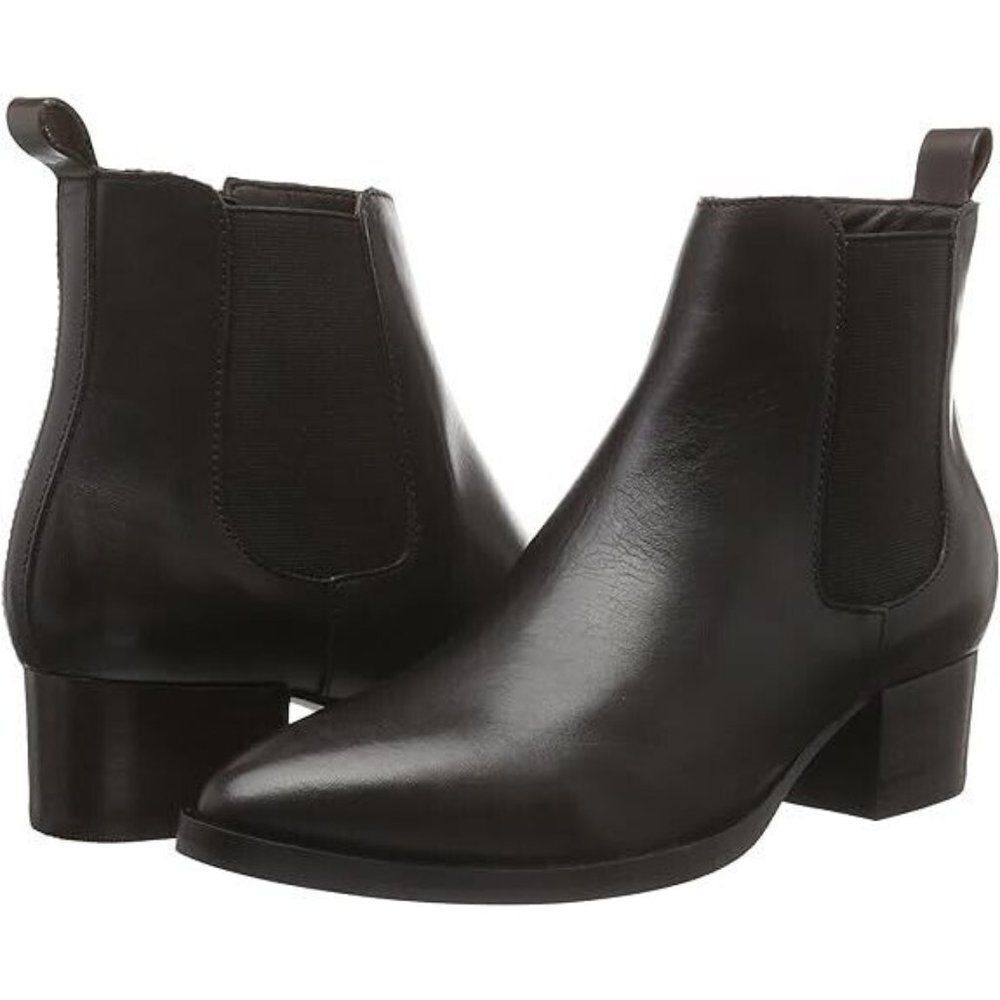 Topshop Womens Black Leather Pointed Toe Ankle Chelsea Boots Size US 10 Eur 42